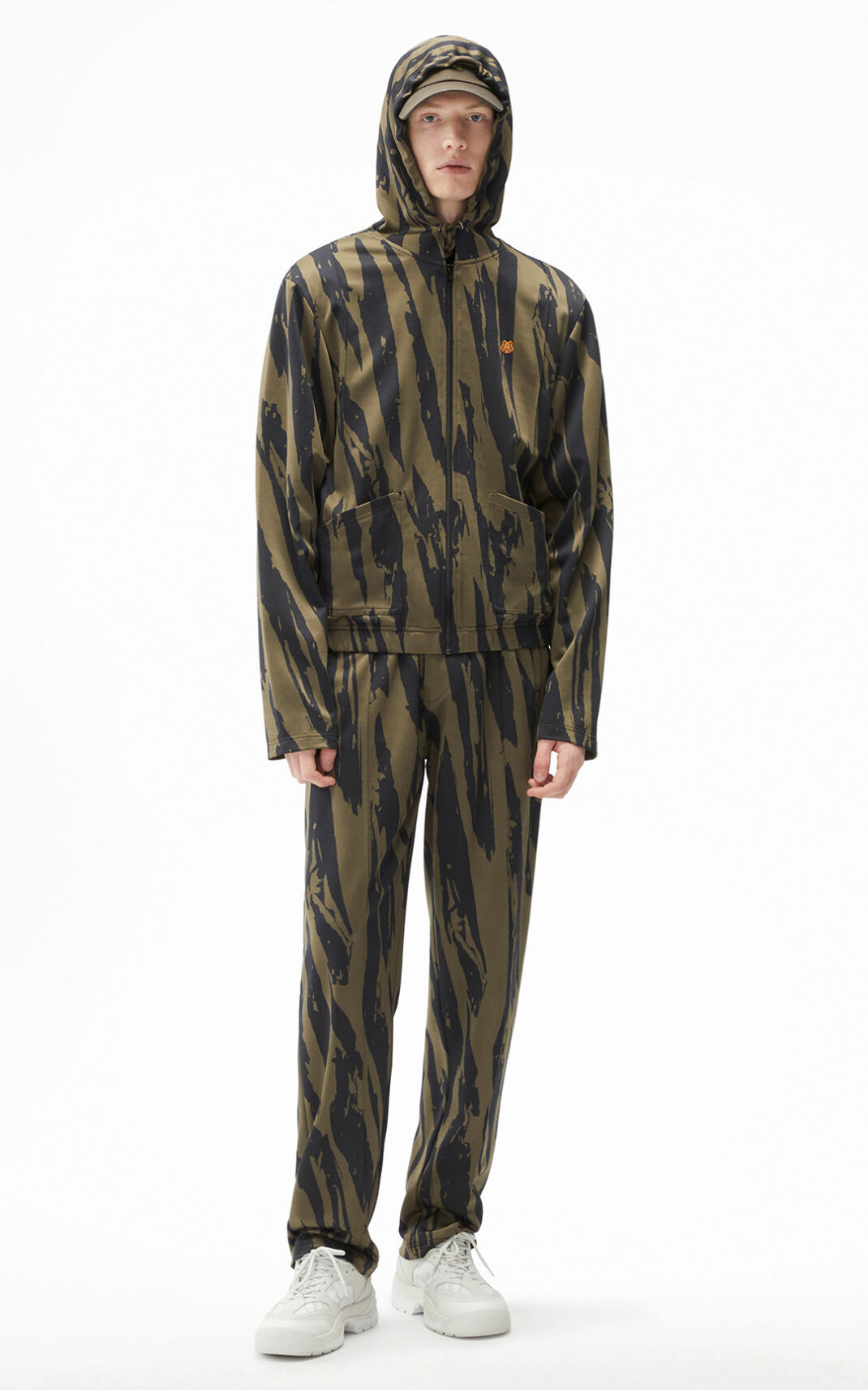 Kenzo Pleat Camo zipped フーディ メンズ ライトグレー - PGCNAU907